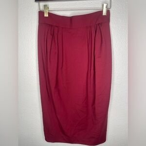MM. Lafleur Teresa 1.0 Midi in Bordeaux Washable Wool Twill Pencil Skirt size 2